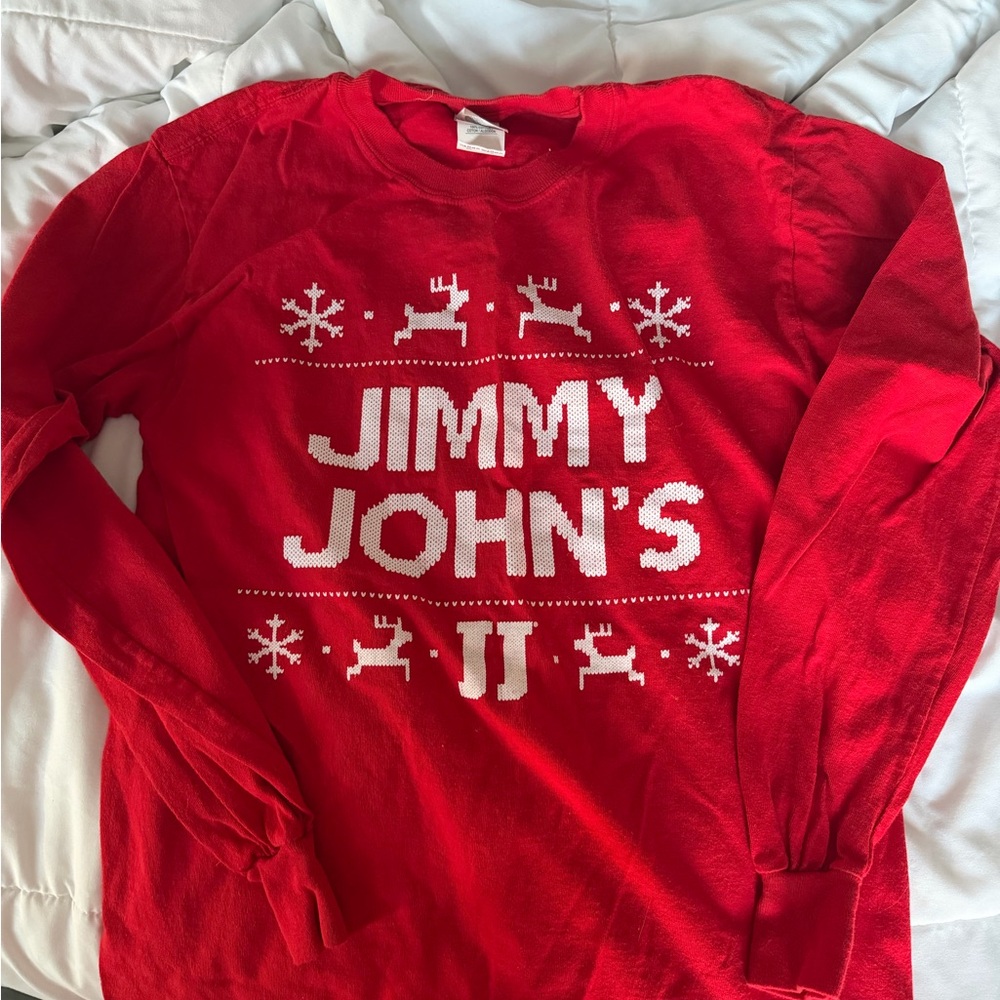 Jimmy John's Red Holiday Long Sleeve Tee Shirt